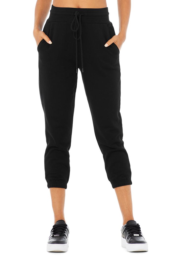 Alo Yoga 7/8 Easy Sweat Women's Pants Black | GKUVJYD-49