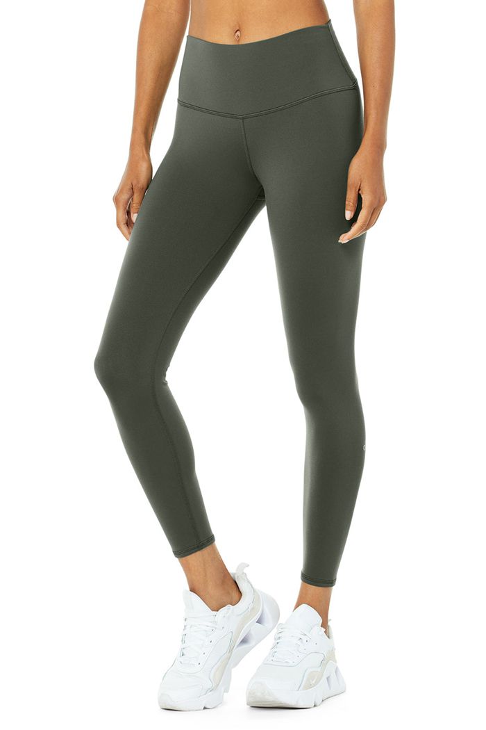 Alo Yoga 7/8 High-Waist Airbrush Women's Leggings Dark Green | VRWUJEO-97