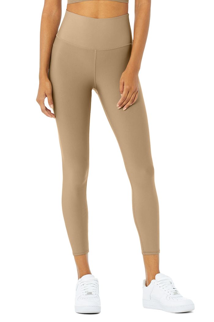 Alo Yoga 7/8 High-Waist Airlift Women's Leggings Brown | HMZOTEY-96