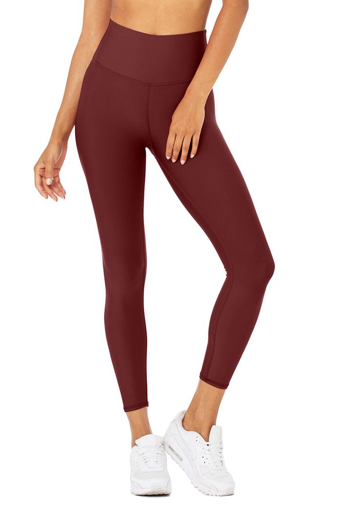 Alo Yoga 7/8 High-Waist Airlift Women's Leggings Red | XUQYPMN-90