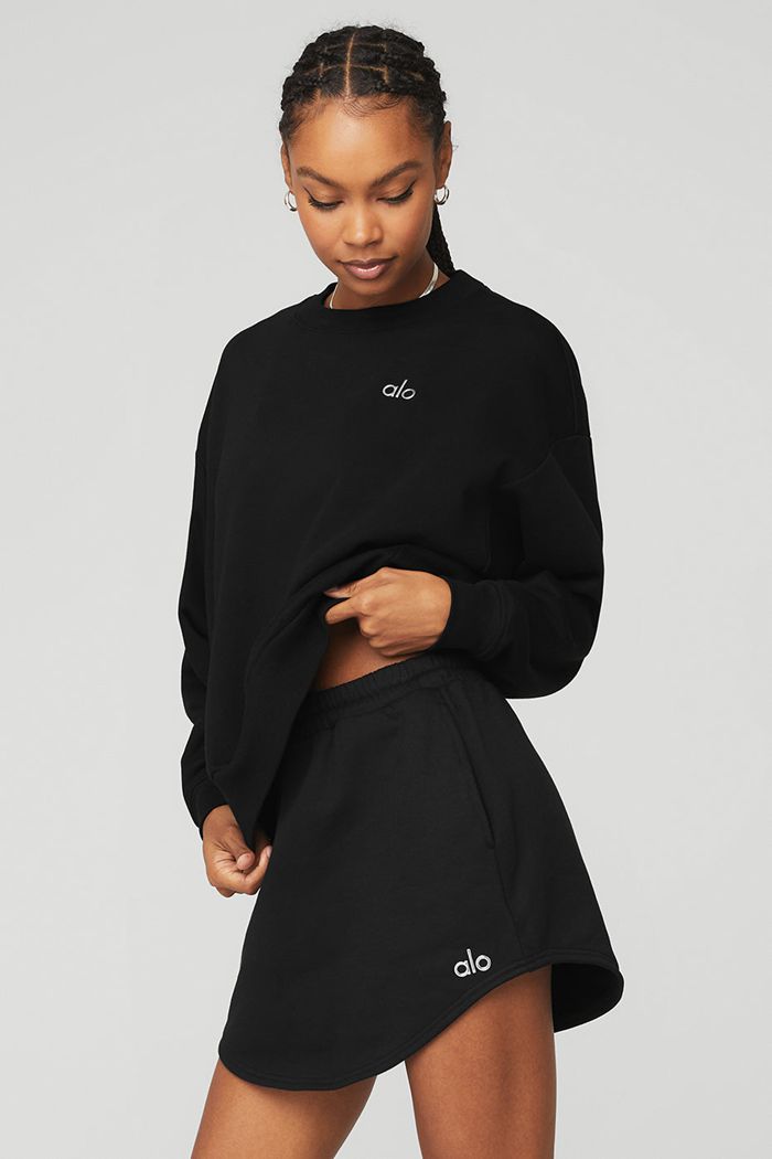 Alo Yoga Accolade Crew Neck Women's Pullover Black | LMKJWZR-78