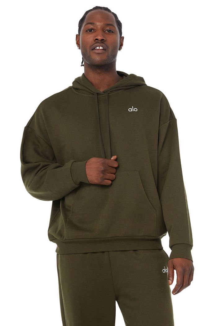 Alo Yoga Accolade Men's Hoodie Dark Olive | POYNKRC-53