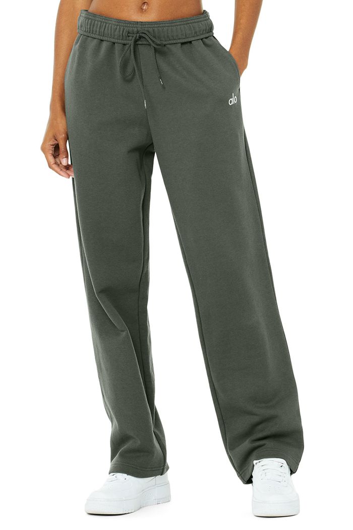 Alo Yoga Accolade Straight Leg Sweat Women's Pants Dark Green | NCHKDQY-49