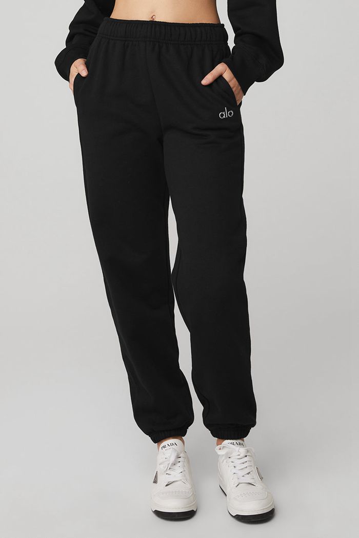 Alo Yoga Accolade Sweat Women's Pants Black | TQWDAUS-50