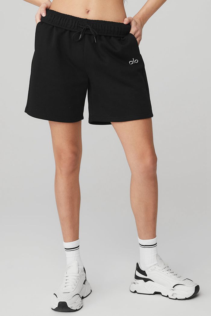 Alo Yoga Accolade Sweat Women's Short Black | SWKDXVZ-21