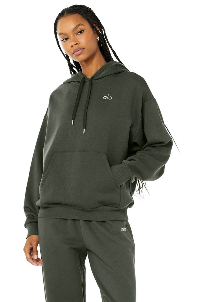 Alo Yoga Accolade Women's Hoodie Dark Green | FOGAJIZ-39