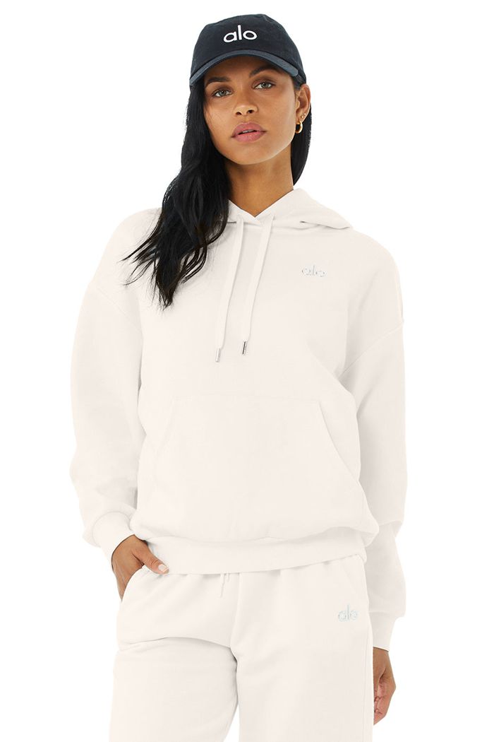 Alo Yoga Accolade Women's Hoodie White | USGROYZ-20