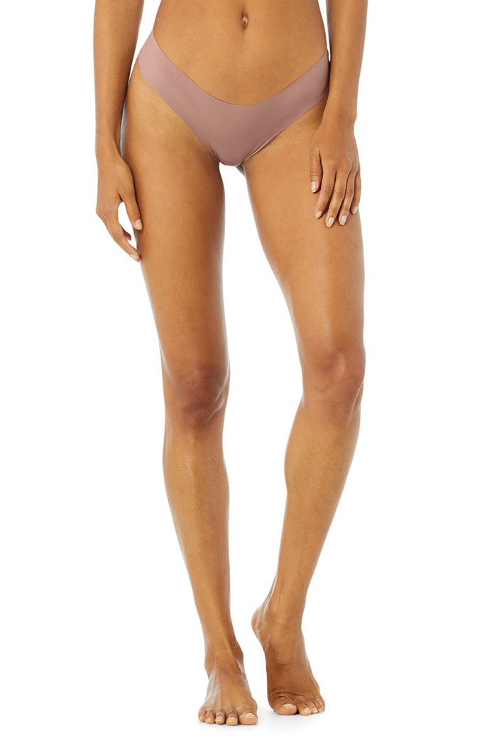 Alo Yoga Airbrush Invisible Cheeky Women's Underwear Dark Red | DYMRFSH-31