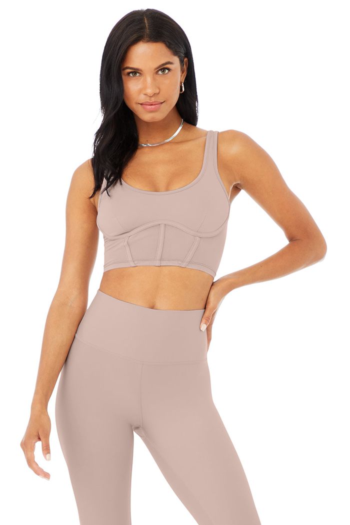 Alo Yoga Airbrush Mesh Corset Women's Tank Tops Pink | OEVKARB-96