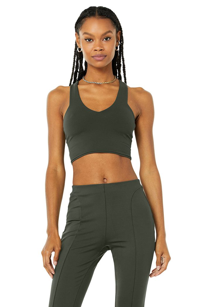 Alo Yoga Airbrush Real Women's Tank Tops Dark Green | NOAVIDK-37