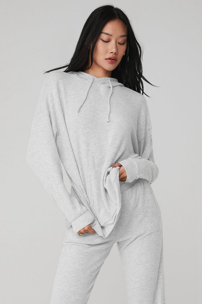 Alo Yoga Alolux Cozy Women's Hoodie Grey | NZRTUOV-60