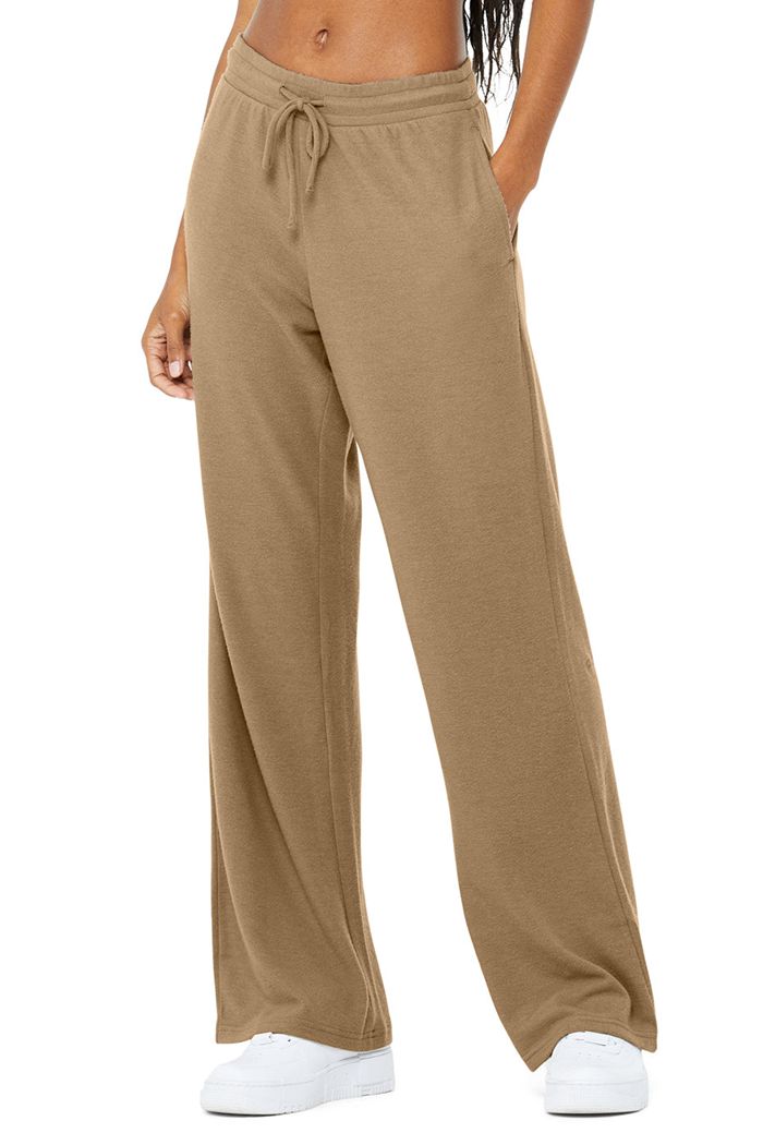 Alo Yoga Alolux High-Waist Soho Wide Leg Women's Pants Brown | CDJQKBL-90