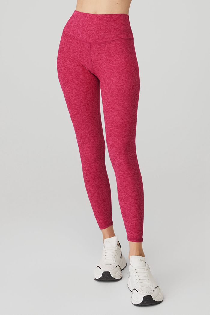 Alo Yoga Alosoft High-Waist 7/8 Highlight Women's Leggings Red | UBGVFIC-16