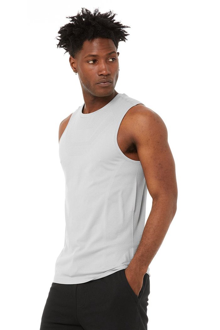 Alo Yoga Amplify Seamless Muscle Men's Tank Tops Grey | QCPMRZA-73