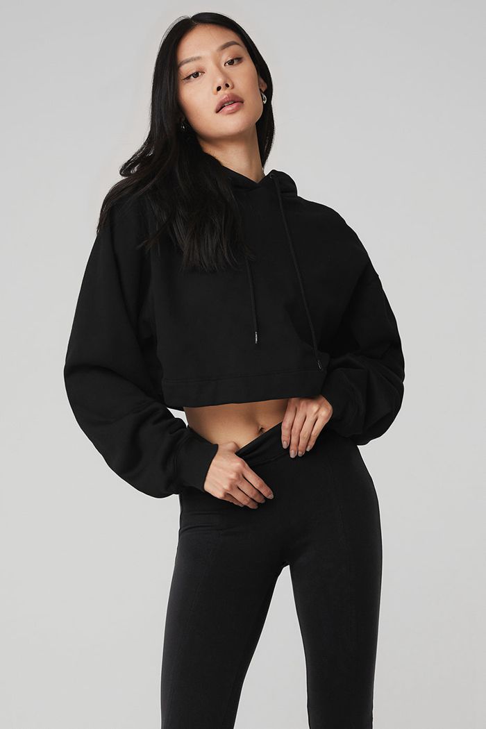 Alo Yoga Bae Women's Hoodie Black | OSMQUWH-72