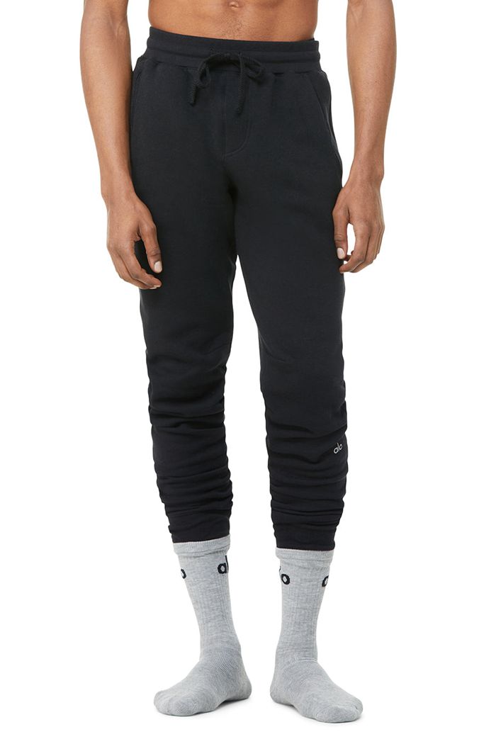 Alo Yoga Base Sweat Men's Pants Black | AYVKSEZ-89