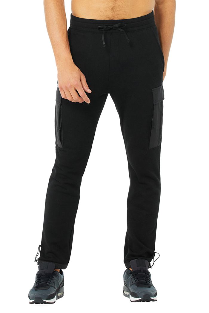 Alo Yoga Cargo Traverse Sweat Men's Pants Black | ZTPYJBF-10