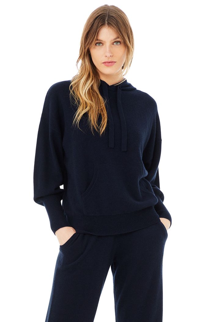 Alo Yoga Cashmere Jet Set Women's Hoodie Navy | YSQBPVD-65