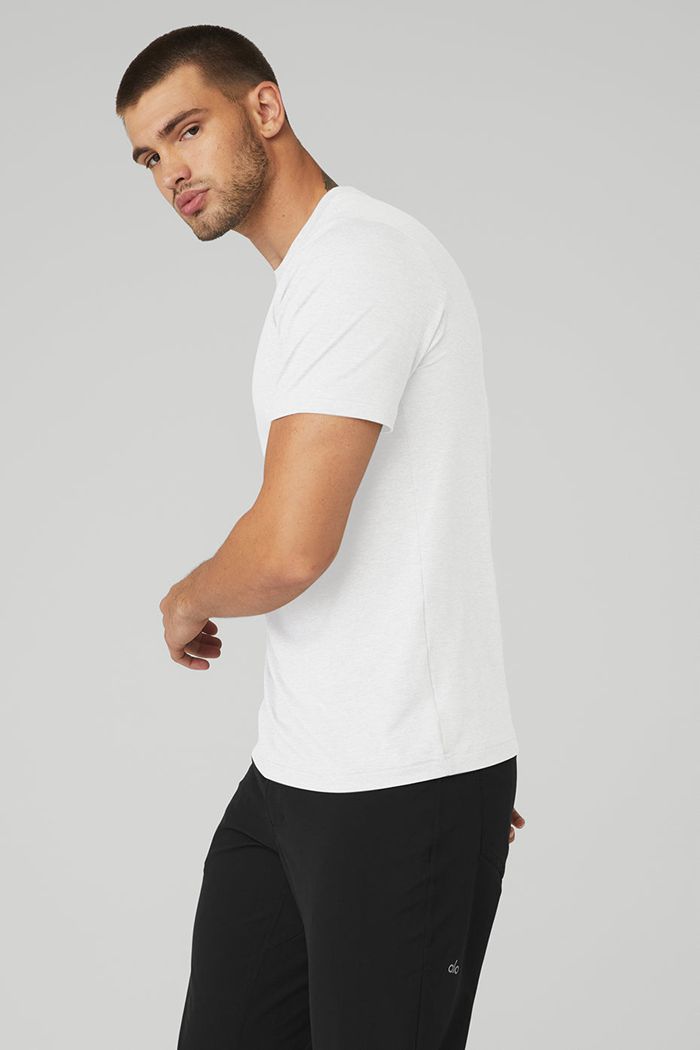 Alo Yoga Conquer Reform Crewneck Men's Short Sleeve White | GUITAYH-05