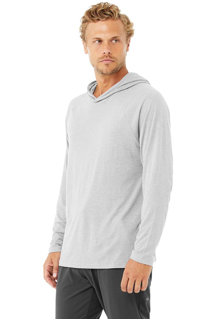 Alo Yoga Core Hooded Runner Men's Hoodie Grey | GRMPELH-47