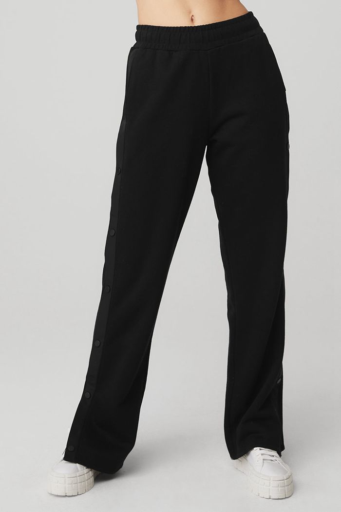 Alo Yoga Courtside Tearaway Snap Women's Pants Black | AEHJVLY-10