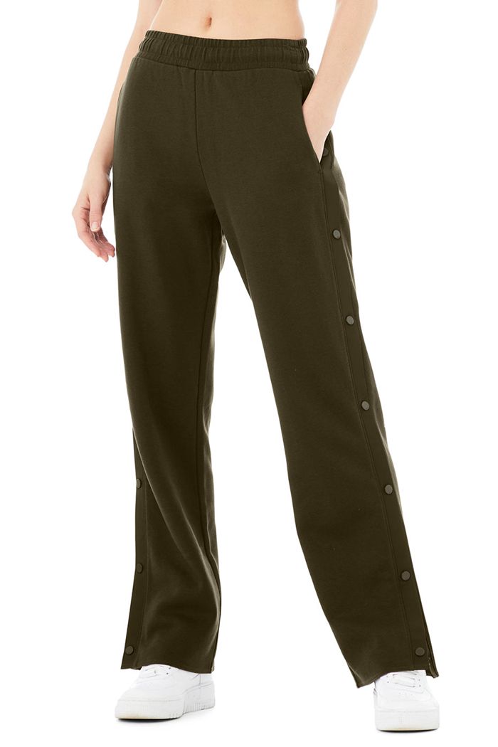 Alo Yoga Courtside Tearaway Snap Women's Pants Dark Olive | EFMCKTO-19