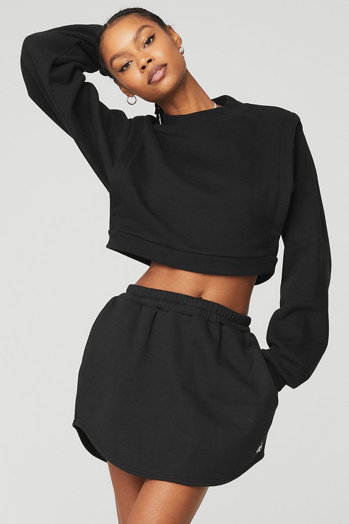 Alo Yoga Cropped Fresh Women's Jackets Black | UXOVJDM-94