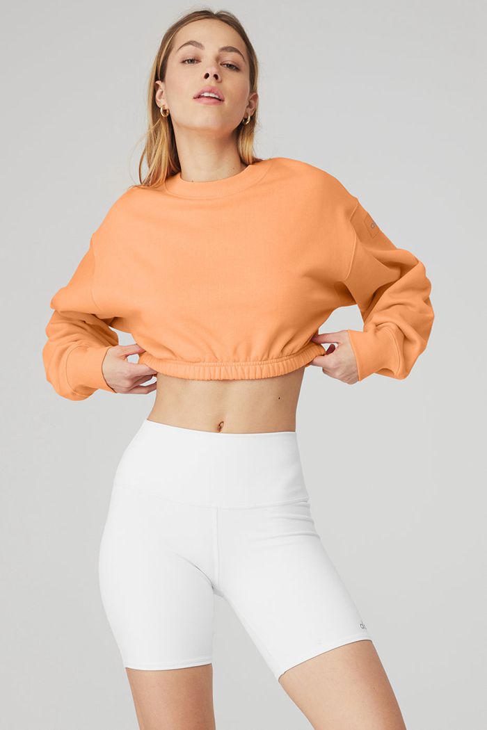 Alo Yoga Devotion Crew Neck Women's Pullover Orange | MJRPSCH-79