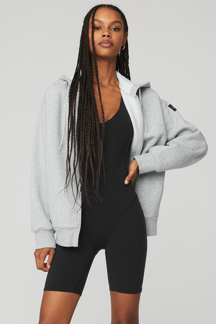 Alo Yoga Everyday Full Zip Women's Hoodie Grey | AMYBUFZ-98