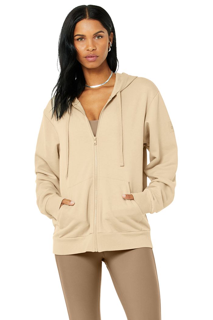 Alo Yoga Everyday Full Zip Women's Hoodie Brown | XHLTDEJ-15