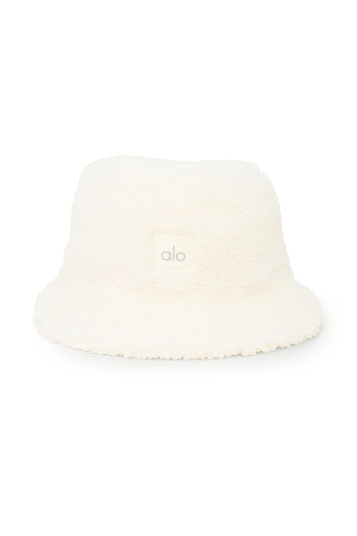 Alo Yoga Foxy Sherpa Bucket Women's Hats White | RYQSBNT-65