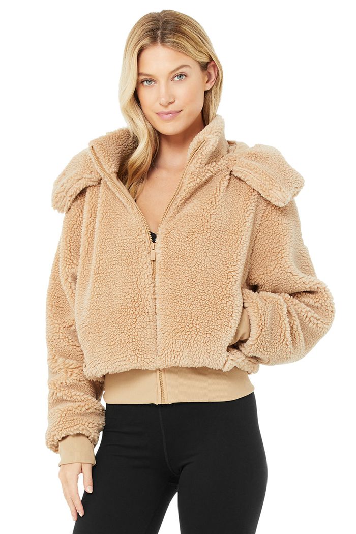 Alo Yoga Foxy Sherpa Women's Jackets Brown | RQDLYOS-03