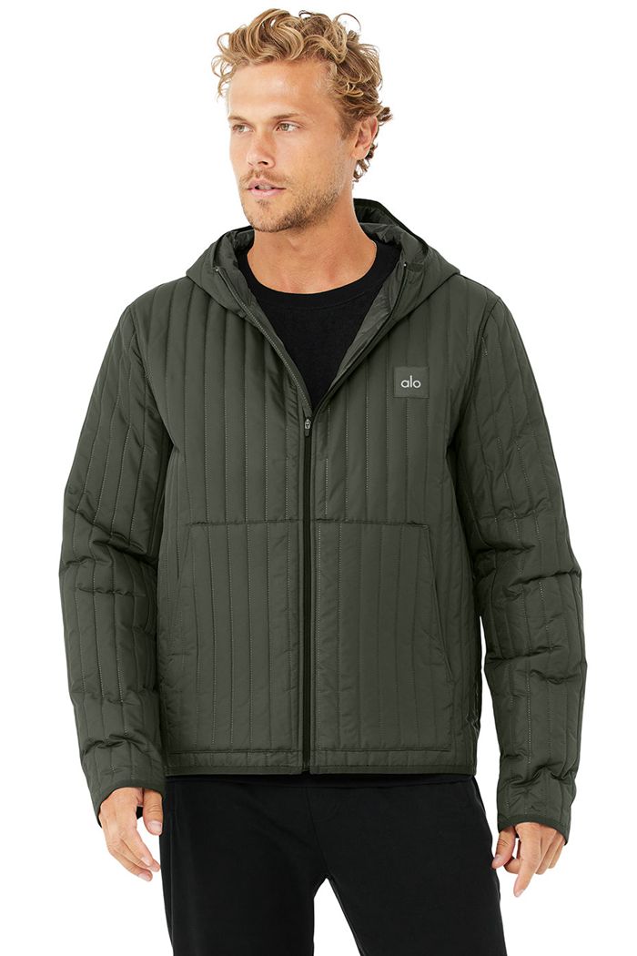 Alo Yoga Future Men's Jackets Dark Green | KZRQFST-83