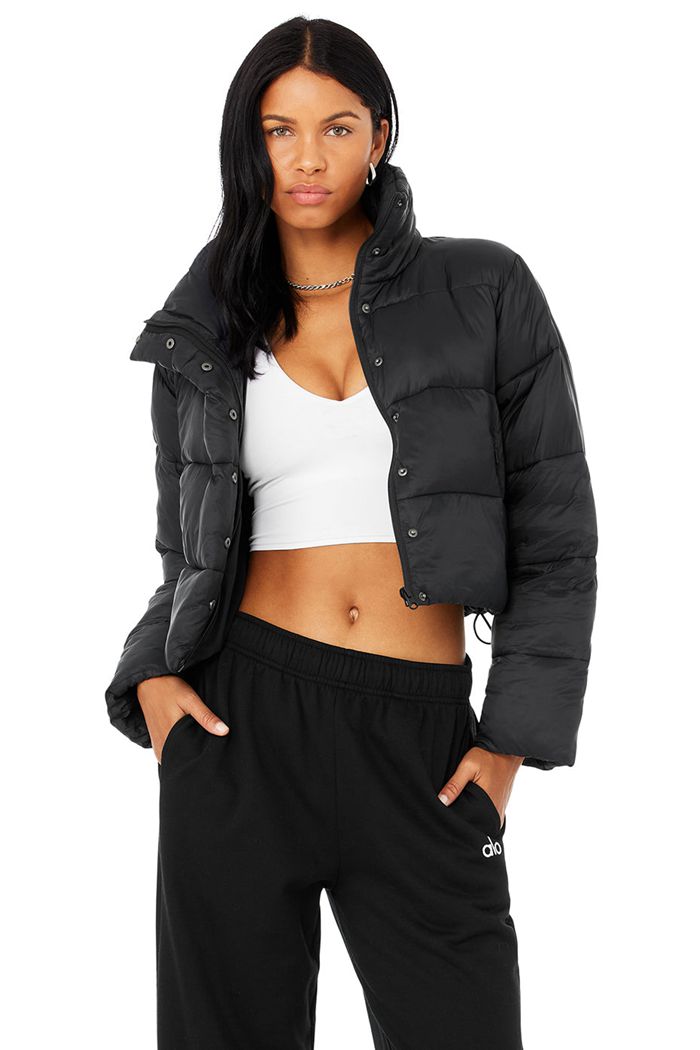 Alo Yoga Gold Rush Puffer Women's Jackets Black | SRPBKIY-87