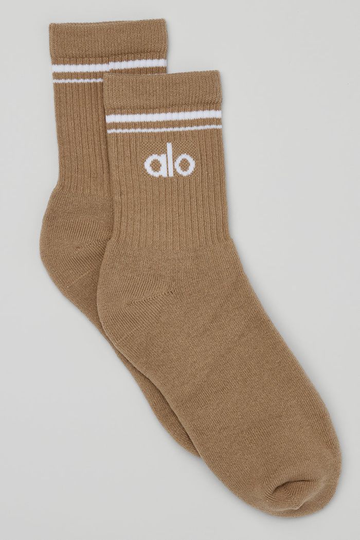 Alo Yoga Half-Crew Throwback Men's Socks White | RMQLWUE-38