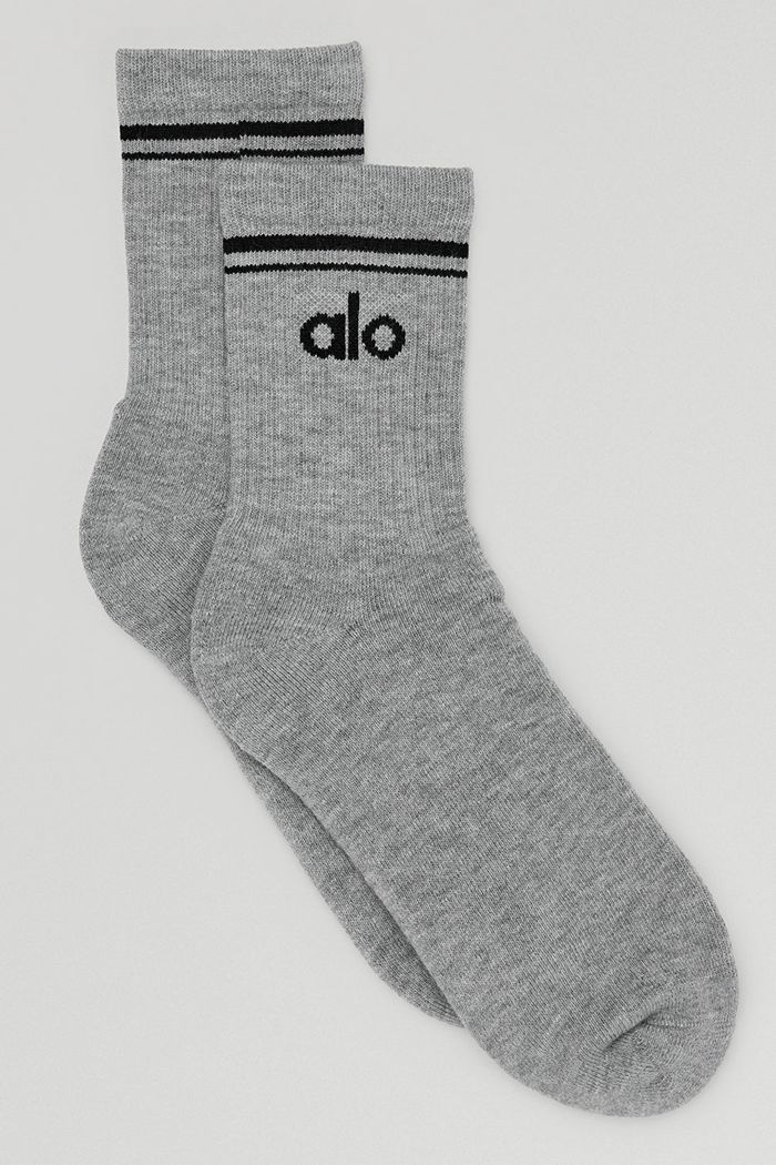 Alo Yoga Half-Crew Throwback Women's Socks Grey Black | NSFYWCJ-35