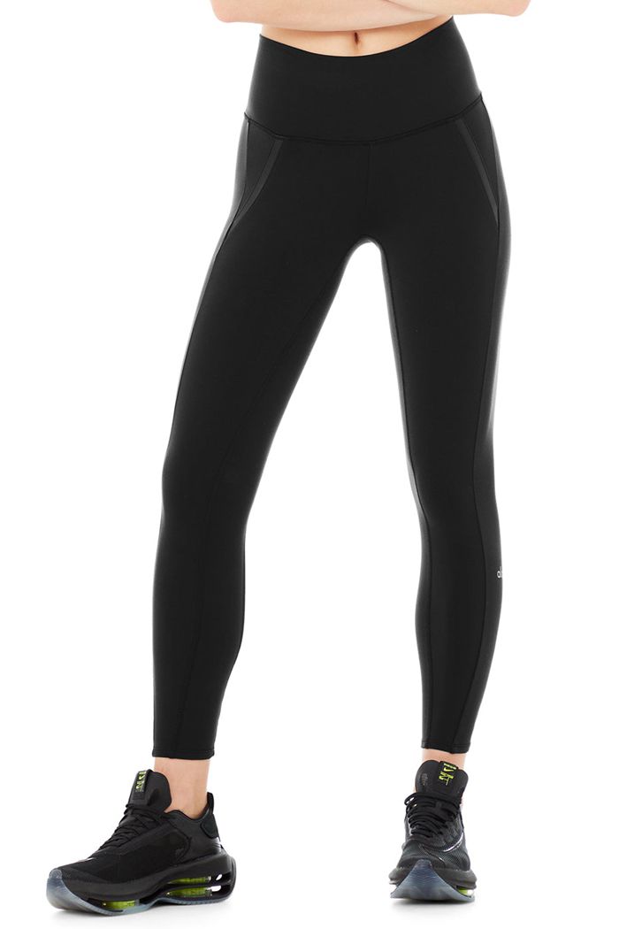 Alo Yoga High-Waist 7/8 Motocon Women's Leggings Black | EJKLNRP-85