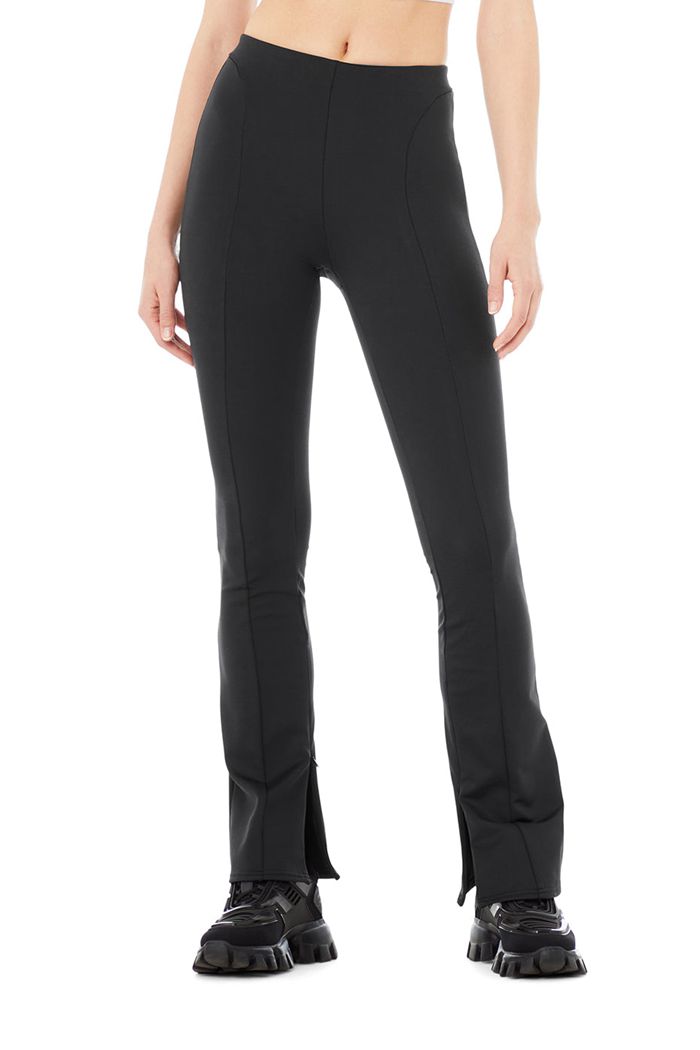 Alo Yoga High-Waist 7/8 Zip It Flare Women's Leggings Black | WTRLXUC-10