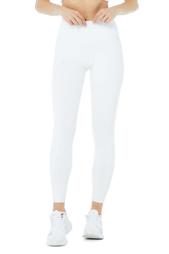 Alo Yoga High-Waist Airbrush Capri Women's Pants White | XKQZOMR-34