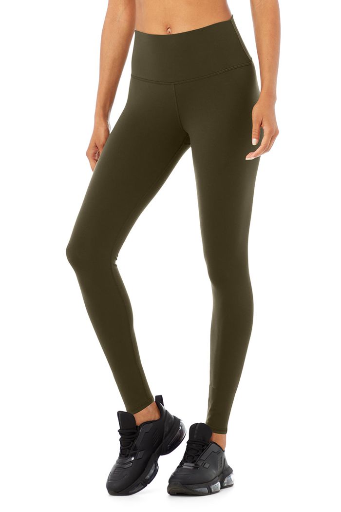 Alo Yoga High-Waist Airbrush Women's Leggings Dark Olive | NFYXZHL-05