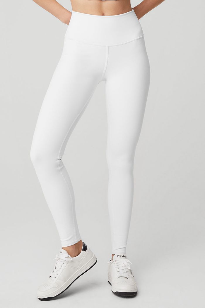 Alo Yoga High-Waist Airbrush Women's Leggings White | ZDLKASI-39