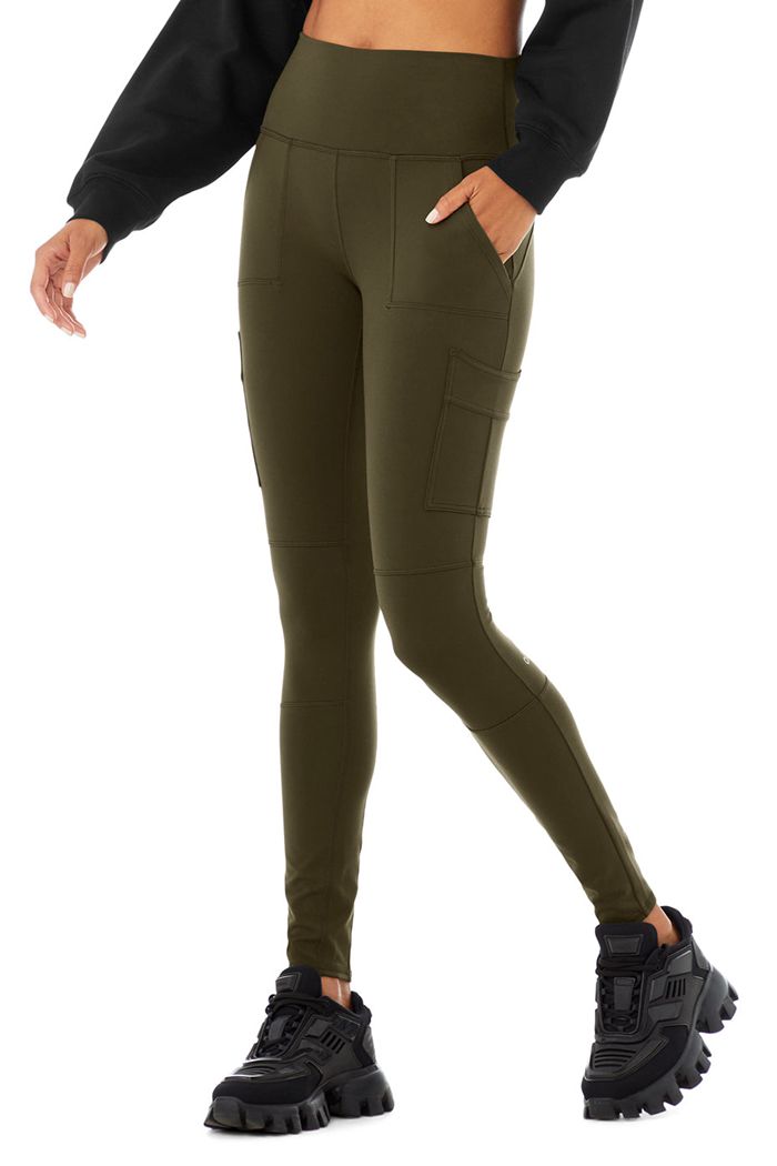 Alo Yoga High-Waist Cargo Women's Leggings Dark Olive | HXJSNAE-29