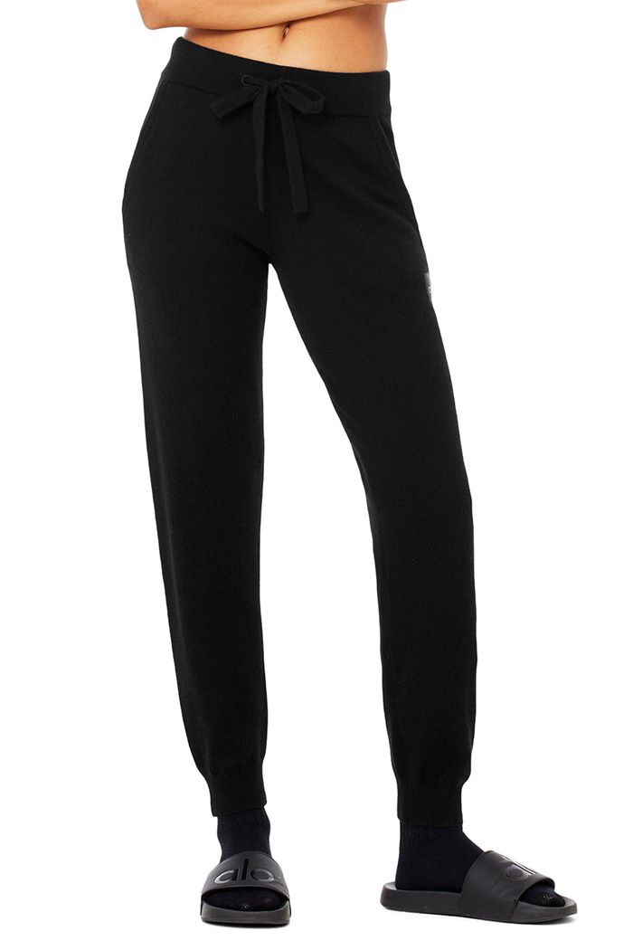 Alo Yoga High-Waist Cashmere Jet Set Women's Pants Black | LWTOUHF-74