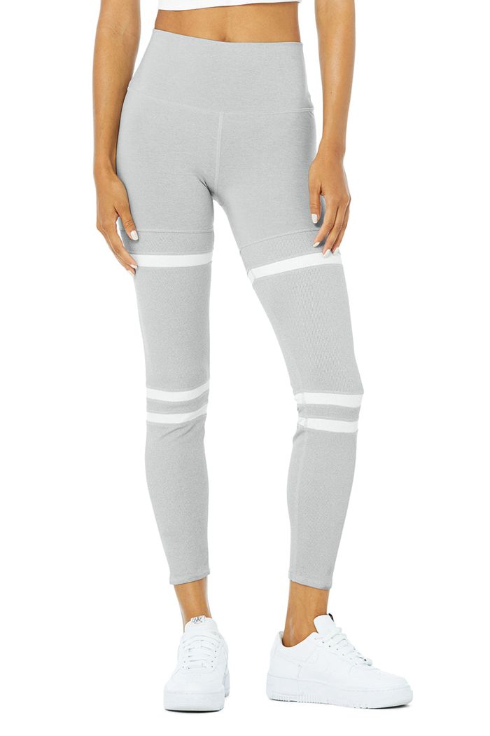 Alo Yoga High-Waist Legit Women's Leggings Grey White | QXFDNPH-78