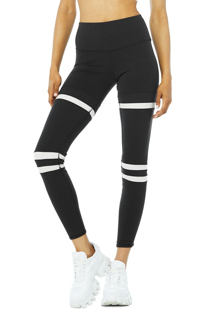 Alo Yoga High-Waist Legit Women's Leggings Black Beige | TAFBPUZ-23