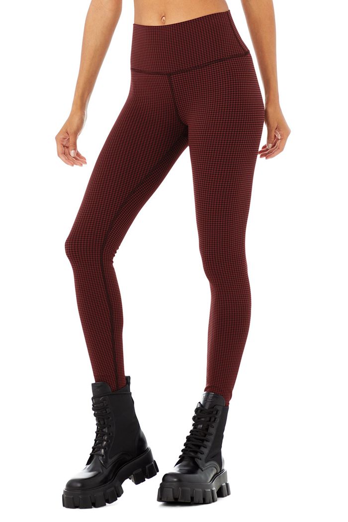 Alo Yoga High-Waist Micro Houndstooth Women's Leggings Black | DKSHFNC-78