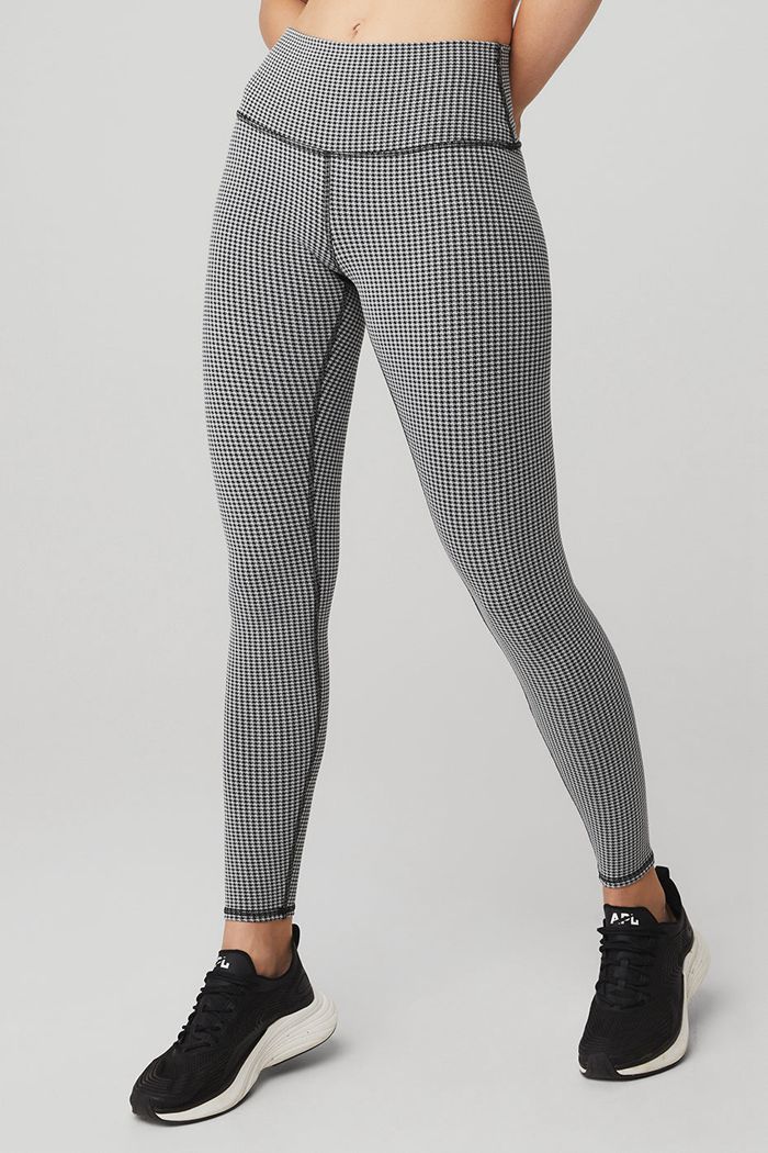 Alo Yoga High-Waist Micro Houndstooth Women's Leggings White | MYCBGPW-69