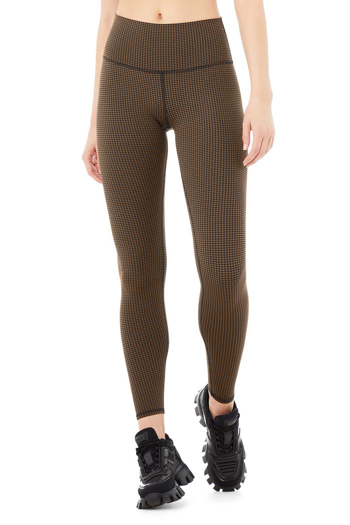 Alo Yoga High-Waist Micro Houndstooth Women's Leggings Black | WAPKFYB-93