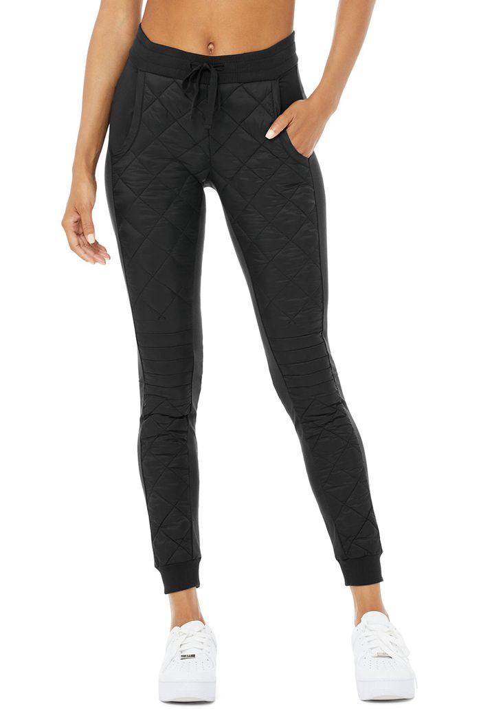 Alo Yoga High-Waist Moto Puffer Women's Pants Black | GEAQTKO-07