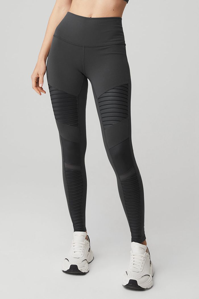 Alo Yoga High-Waist Moto Women's Leggings Dark Grey | MWUEXFC-13